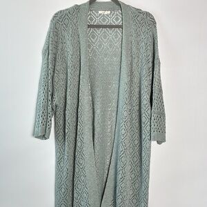 Maurices Open-Knit Cardigan in Light Bluish Gray